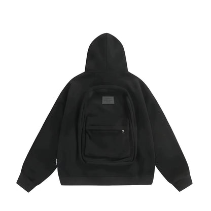 Men's Solid Custom Backpack Zip Up Hoodie